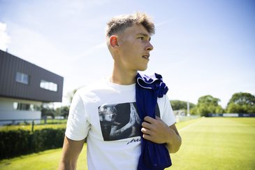 NEERPEDE, BELGIUM - AUGUST 04 : Lucas Stassin during the photoshoot of Rsc  Anderlecht Futures on