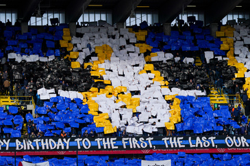 BRUGGE, BELGIUM - NOVEMBER 7: Club Brugge fans during the Jupiler